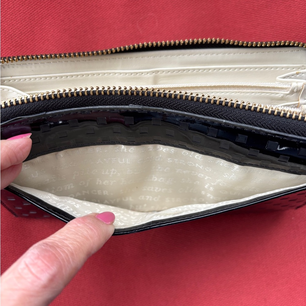 KATE SPADE Beale Street Logo Stamp Patent Leather Accordion Wallet Black - Picture 8 of 11